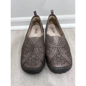 JBU Jambu Florida Mocha Shimmer Slip On Shoes Floral Memory Foam Loafers 9.5W